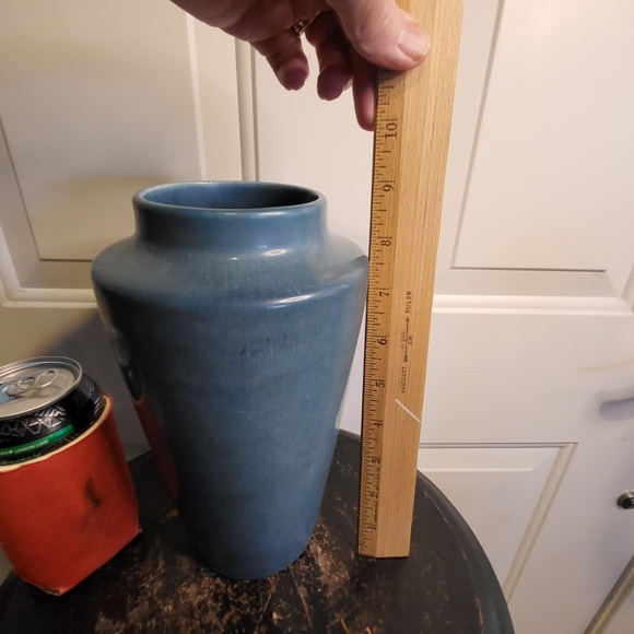 Antique Rookwood Matte Blue Vase circa 1927, 9" - Picture 9 of 16